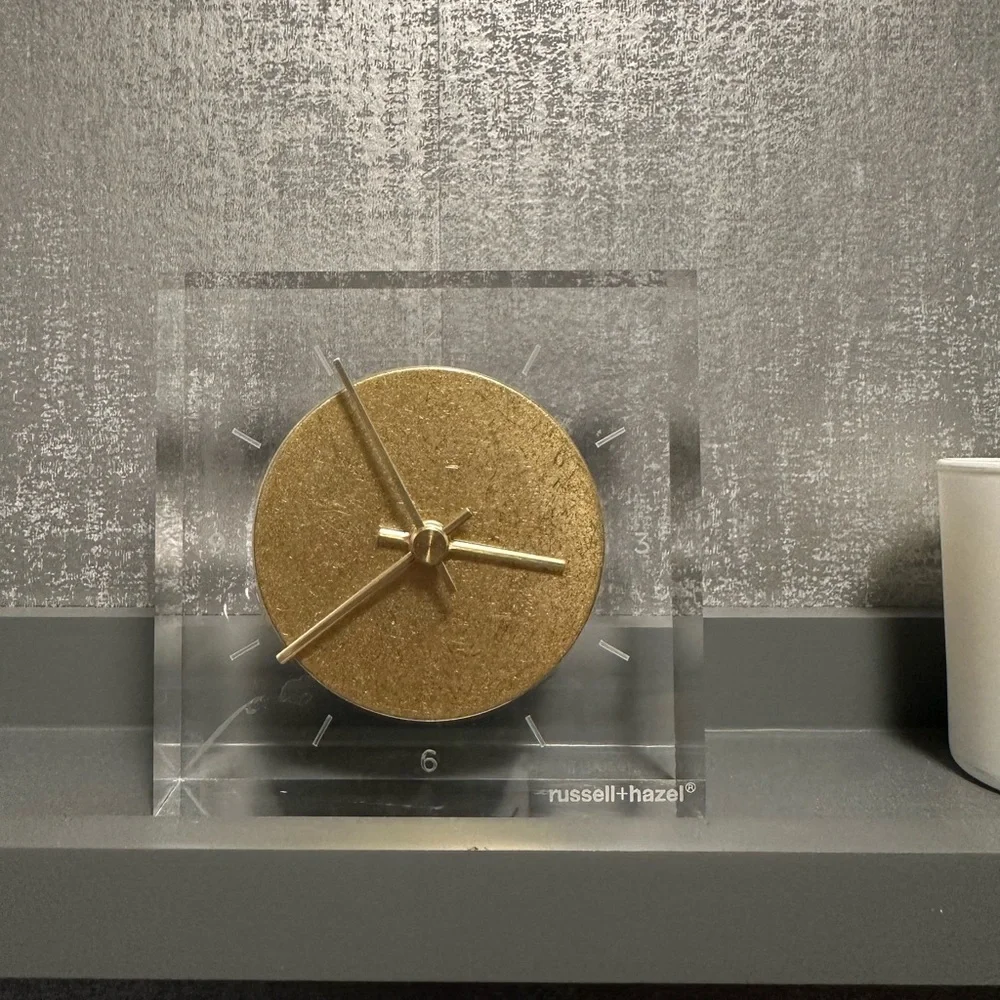 Acrylic Gold Anthropologie Clock Decorative Accent Office Home - Picture 3 of 5